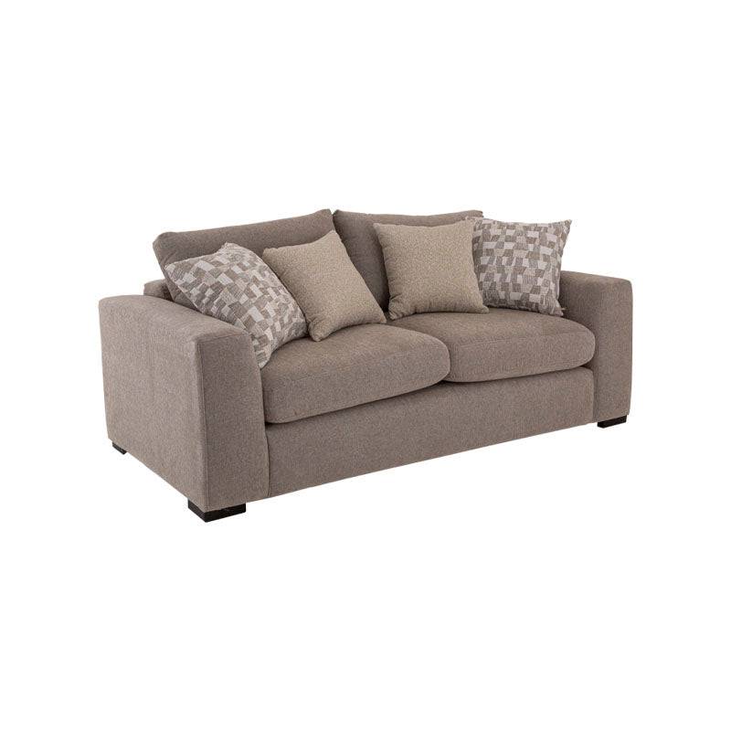 Sofá de sala Oporto de 2 piezas en color gris, con cojines y estructura moderna, ideal para espacios de descanso.