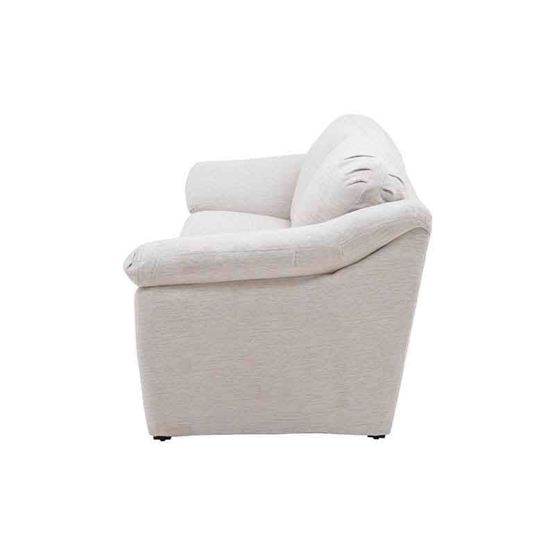 Juego de sala Chloe de 2 piezas en tela color marfil, con sillón de 150 cm de ancho y diseño moderno.