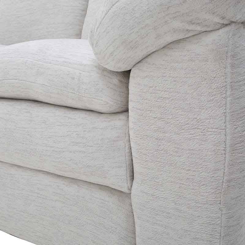Sofá de sala Chloe de 2 piezas en tela marfil, con estilo moderno y cómodo, de luxe.com.mx.