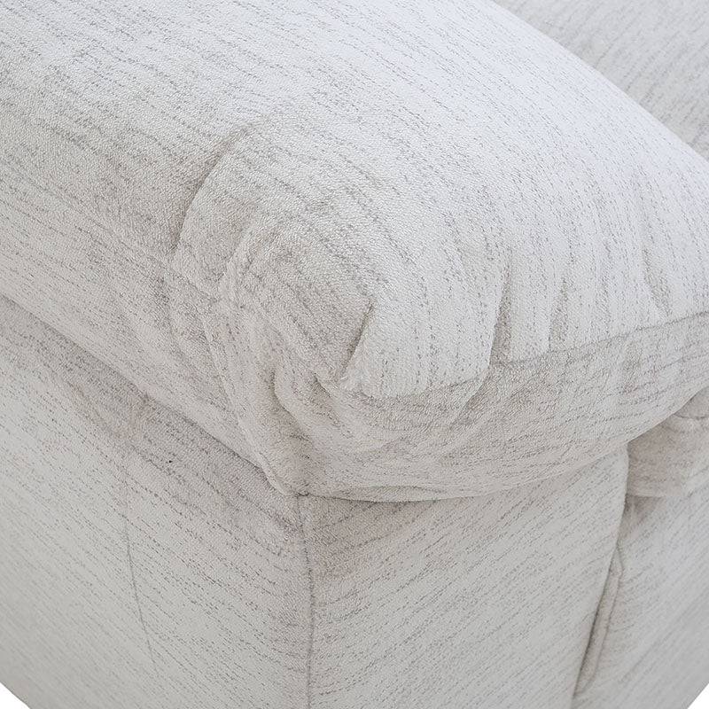 Juego de sala Chloe deoupe con sillón de tela marfil, frente de 150 cm, altura de 90 cm y fondo de 96 cm, estilo moderno.