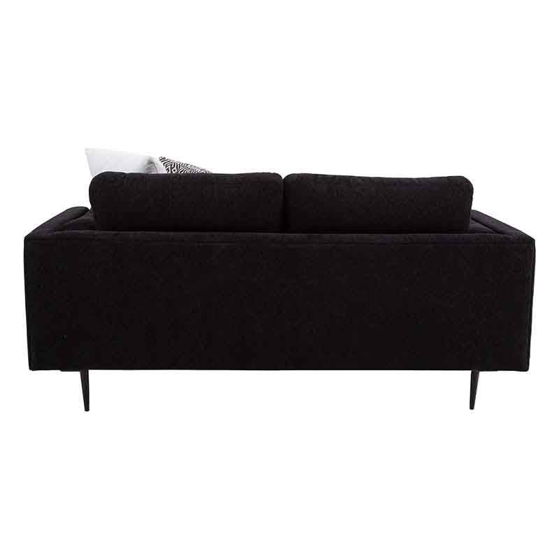 Juego de sala Alessandra de 2 piezas en tapiz negro con acabado afelpado, sillones modernos y cómodos en tejido plano.