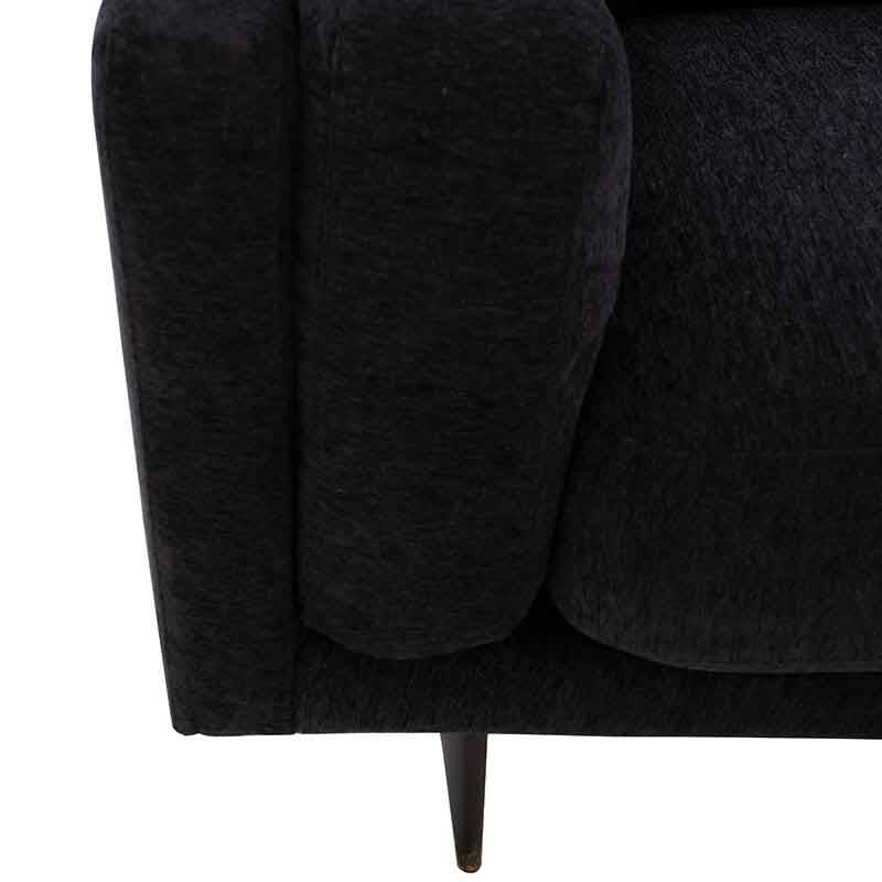 Juego de sala Alessandra deupeorte con dos sillones en tapiz negro afelpado, tamaño 176x80x93 cm, estilo moderno.