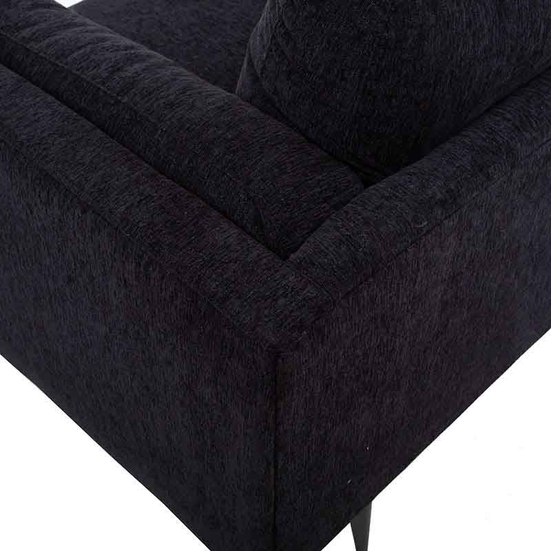 Juego de sala Alessandra 2 piezas en tapiz negro, con sofá loveseat de 176 cm de ancho y estilo moderno.