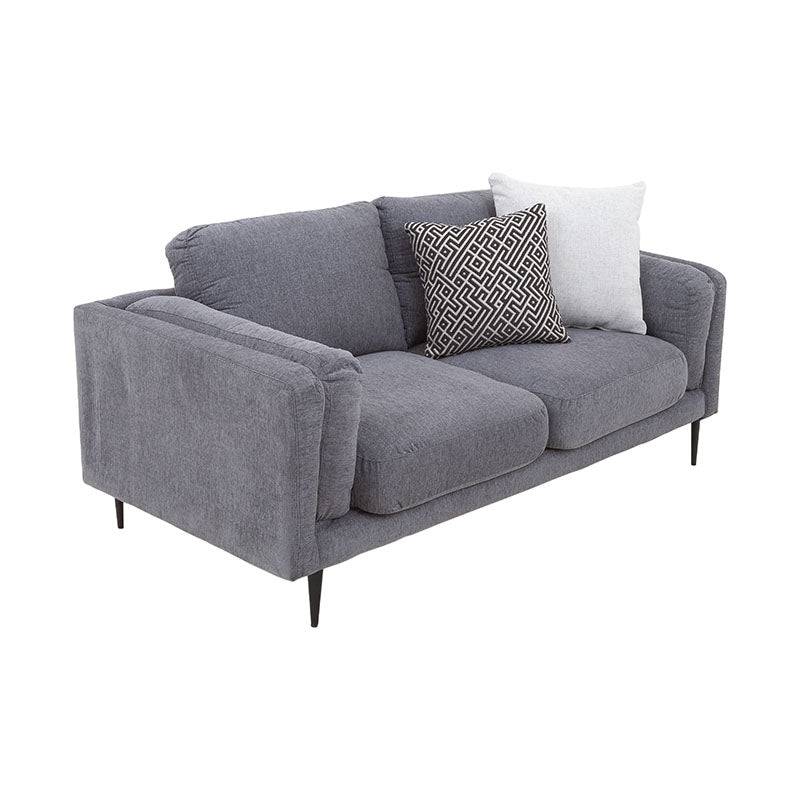 Juego de sala Alessandra de 2 piezas en tapiz negro, con sofá y loveseat de tejido plano afelpado, dimensiones 176x80x93 cm