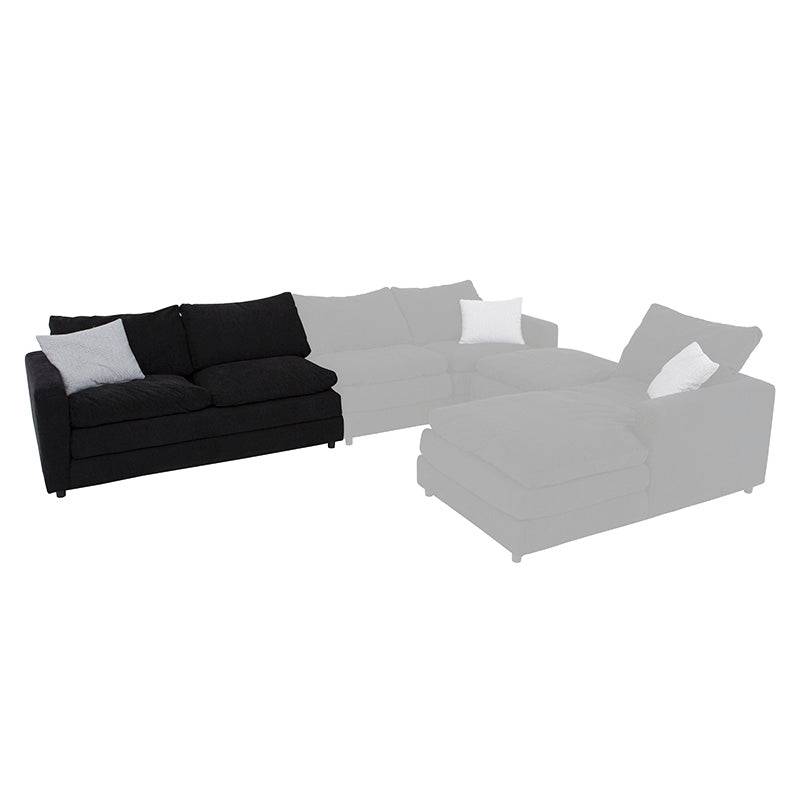 Juego de sala Lazy deurope.com.mx con sofá negro de tela, vista frontal, tamaño 172x90x94 cm, estilo moderno y cómodo.