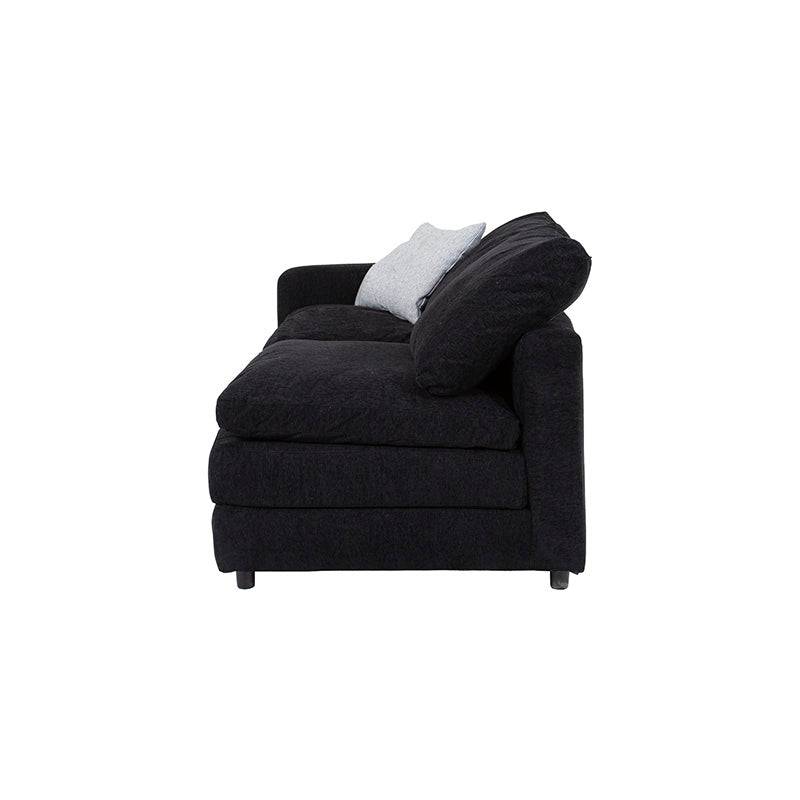 Juego de sala Lazy de 3 piezas en tela negra, sofá y loveseat con estructura moderna y cómodo diseño.