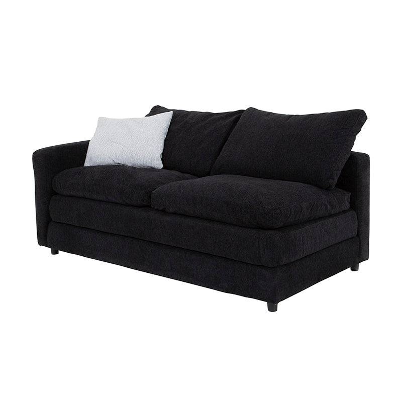 Juego de sala Lazy de 3 piezas en tela negra con sofá izquierdo, dimensiones 172x90x94 cm, deoupe.com.mx