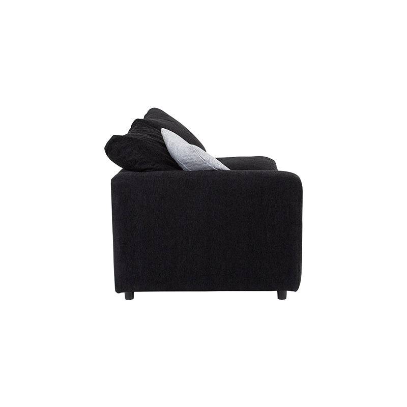 Juego de sala Lazy deurope.com.mx con sofá negro de tela, de 172 cm de alto, 90 cm de fondo y diseño cómodo.