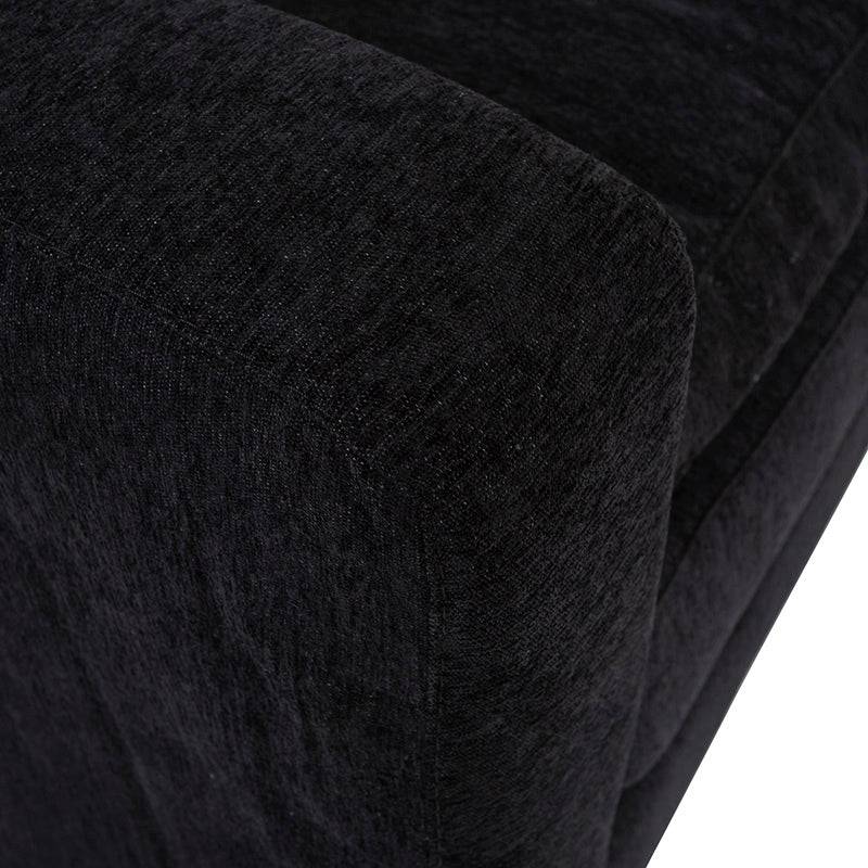 Juego de sala Lazy de 3 piezas en tela negra, sofá y loveseat con estructura moderna y tamaño compacto.
