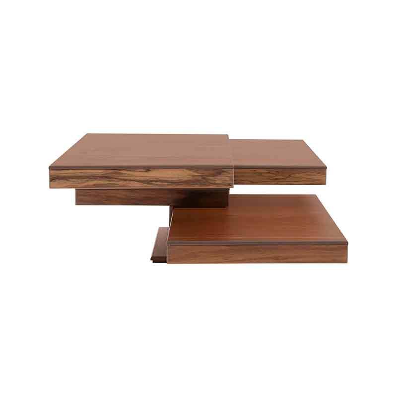 Mesa de centro Tabachin en chapa de tzalam color café claro, con superficie de 90 cm y altura de 42 cm.