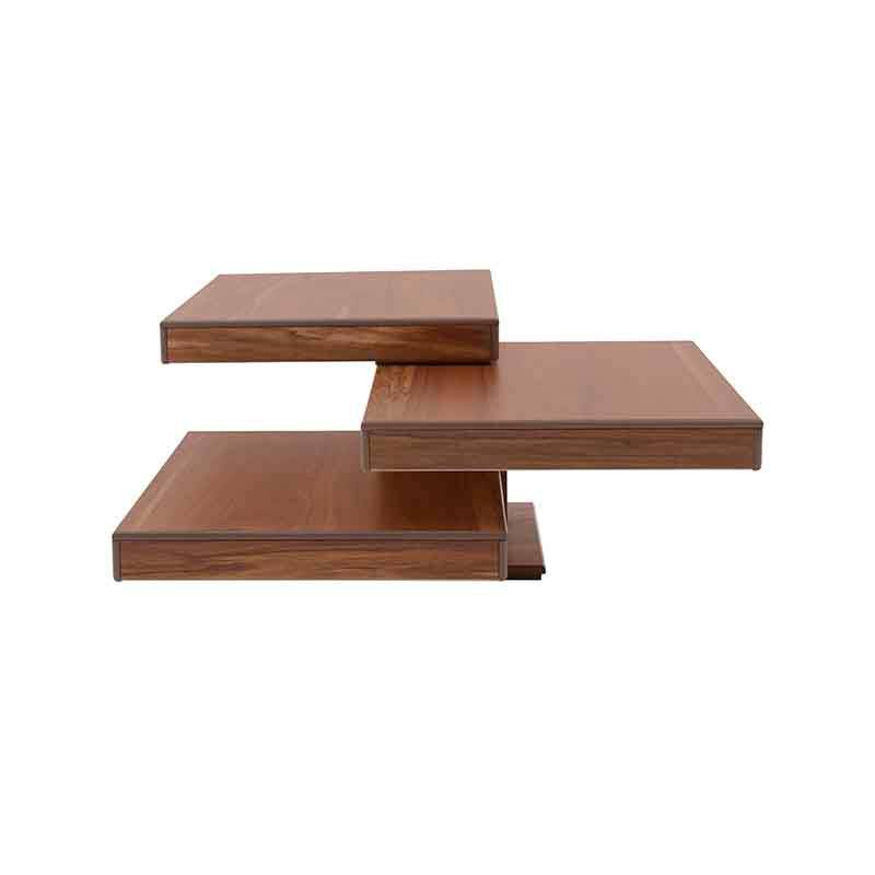 Mesa de centro Tabachin deDeurope.com.mx en madera de tzalam, color café claro, con dimensiones de 90x42x90 cm, frente y fondo.
