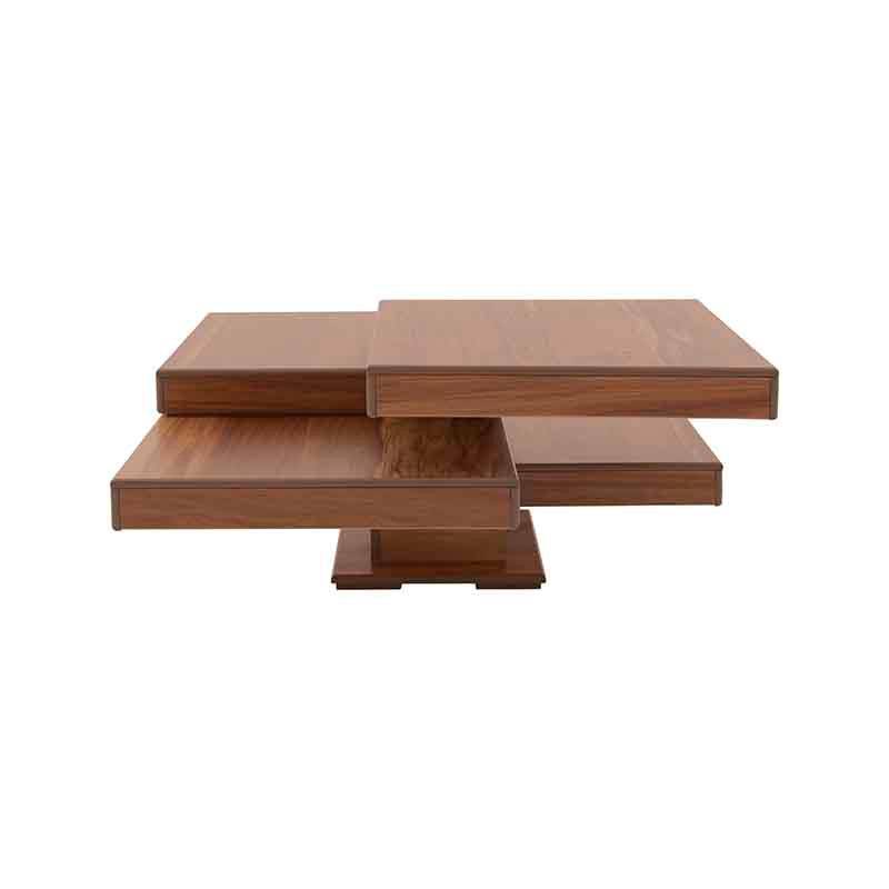 Mesa de centro Tabachin de Deurope en chapa de tzalam, color café claro, con dimensiones de 90x42x90 cm, diseño elegante.