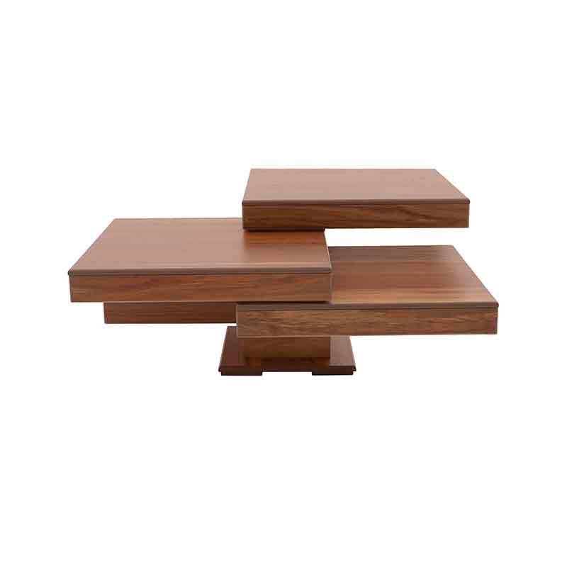 Mesa de centro Tabachin de Deurope en chapa de tzalam, superficie clara, tamaño 90x90 cm, altura 42 cm, diseño moderno.