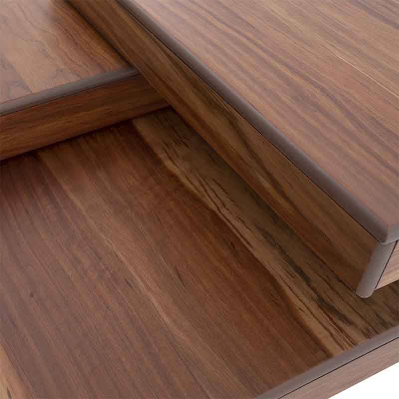 Mesa de centro Tabachin de madera en chapa de tzalam, color café claro, con dimensiones de 90x42x90 cm, de la marca Deurope.