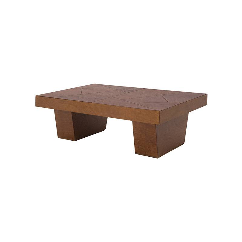 Mesa de centro Quetzal de Deurope en madera de tzalam y chapa de okumé, con superficie rectangular de 120 cm de largo.