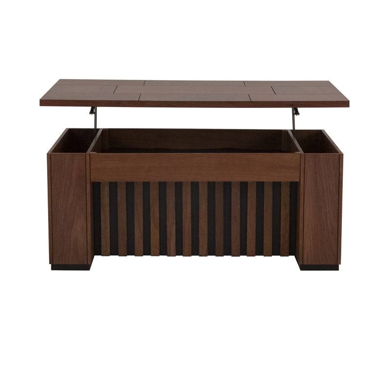 Mesa de centro Bourbon de deurope.com.mx, con acabado en madera y diseño rectangular para sala moderna.