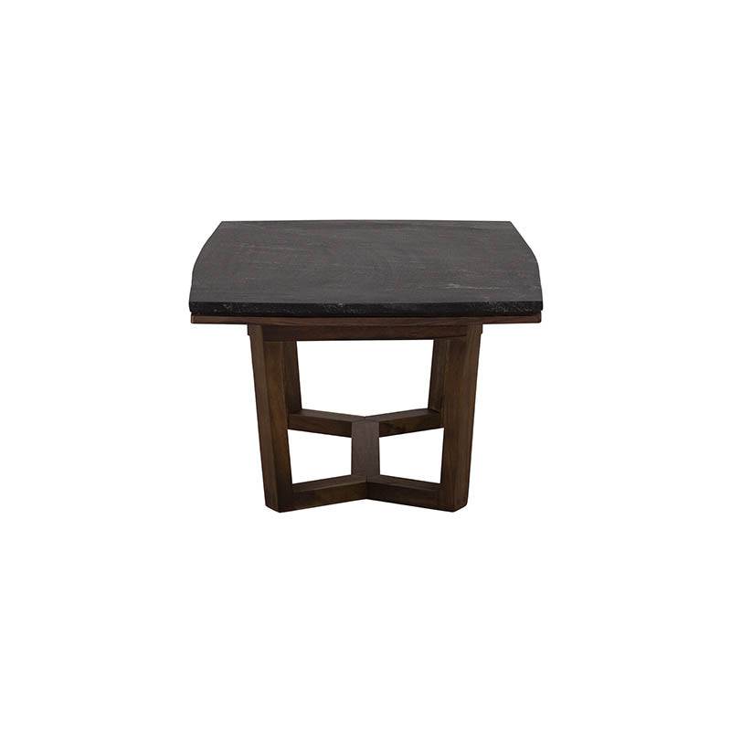 Mesa de centro Montecarlo de deurope.com.mx con superficie de madera y patas de metal, diseño moderno y elegante.