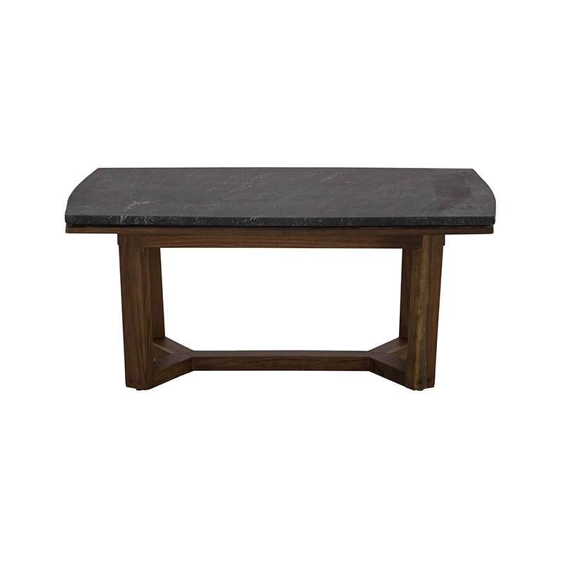 Mesa de centro Montecarlo de Deurope.com.mx, con superficie de madera y estructura moderna en color natural.