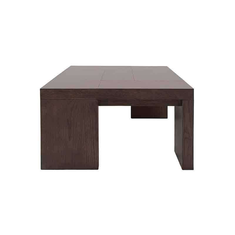 Mesa de centro Ripol de madera enchapada en encino con acabado gris ash oscuro, medida 120x45x80 cm, de estilo industrial.