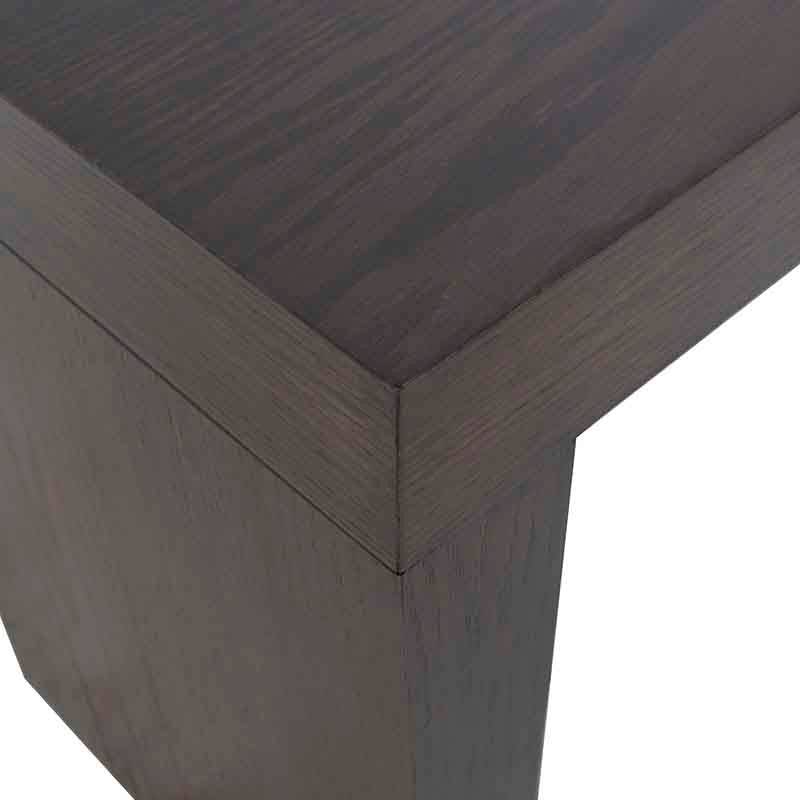 Mesa de centro Ripol de madera enchapada en encino gris oscuro, estilo industrial, con dimensiones de 120x45x80 cm.