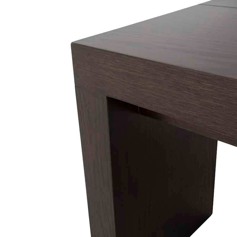 Mesa de centro Ripol de madera industrializada enchapada en encino, color gris ash oscuro, con dimensiones de 120x45x80 cm.