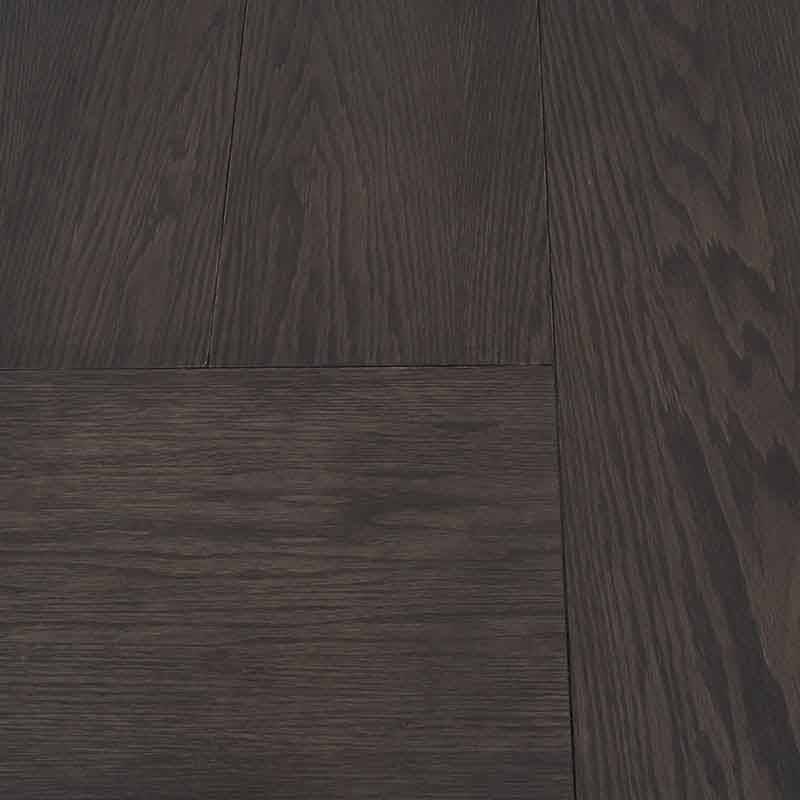 Mesa de centro Ripol de madera enchapada en encino gris oscuro, con diseño industrial y dimensiones de 120x45x80 cm.