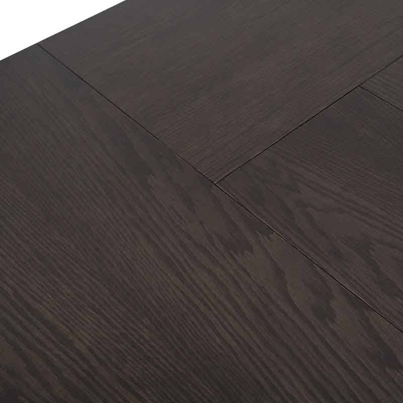 Mesa de centro Ripol de madera enchapada en encino gris oscuro, con diseño industrial, 120 cm de largo, 45 cm de alto y 80 cm de fondo.