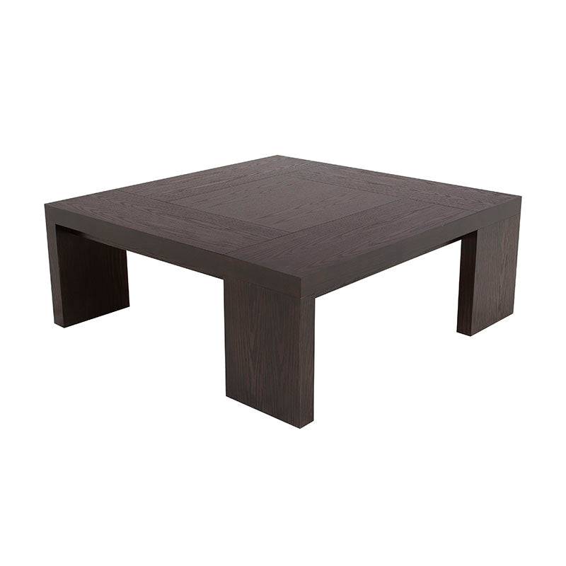 Mesa de centro Ripol de madera enchapada en encino gris oscuro, estilo industrial, con dimensiones de 120x45x80 cm.