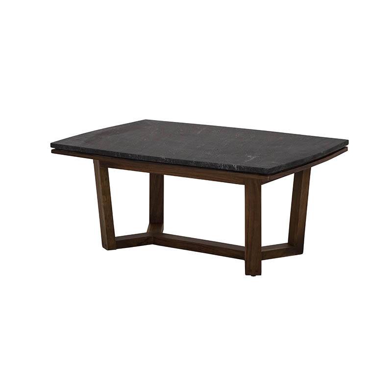 Mesa de centro de madera oscura Montecarlo de Deurope, superficie rectangular y patas robustas para sala moderna.