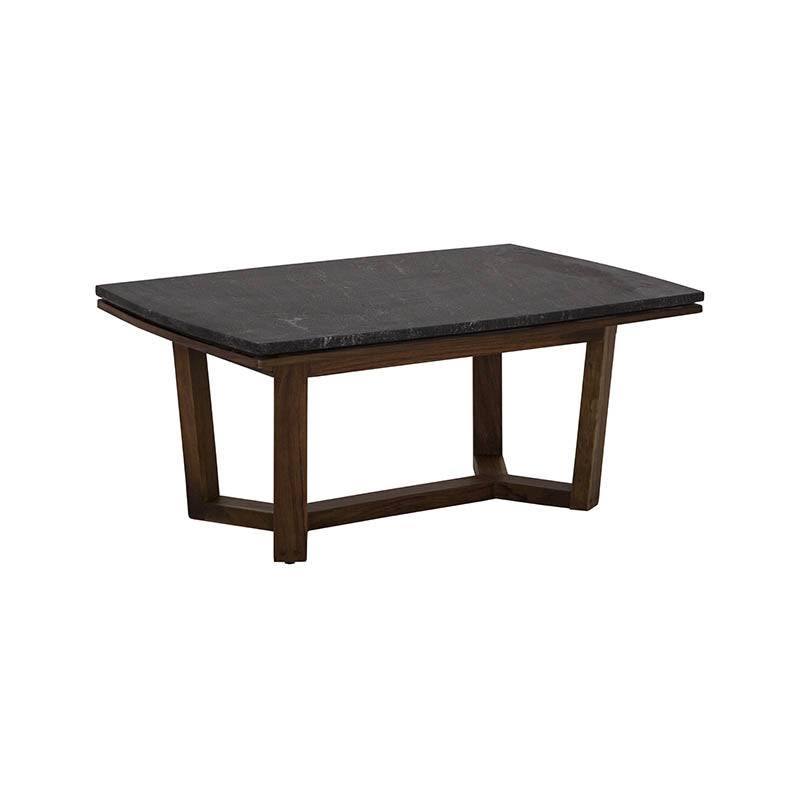 Mesa de centro Montecarlo de madera oscura, diseño elegante y moderna, de la marca deurope.com.mx.