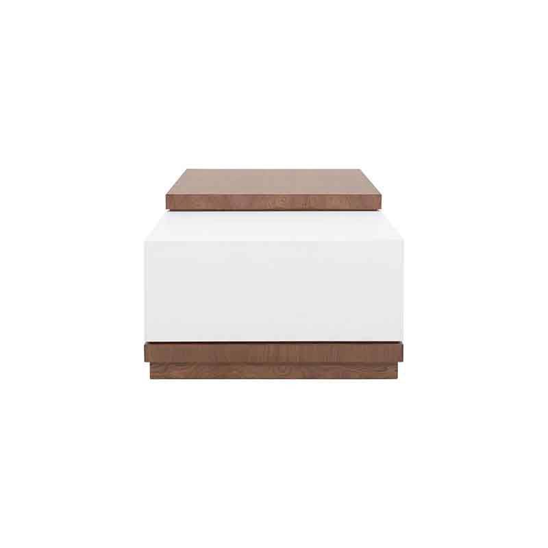 Mesa de centro Maui de madera industrializada en nogal y blanco, con dimensiones de 120x45x70 cm, de deurope.com.mx