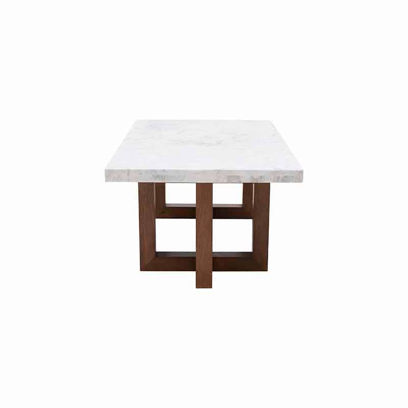 Mesa de centro Kaori de madera de nogal con cubierta de mármol veneciano, tamaño 110x70x45 cm, de deurope.com.mx