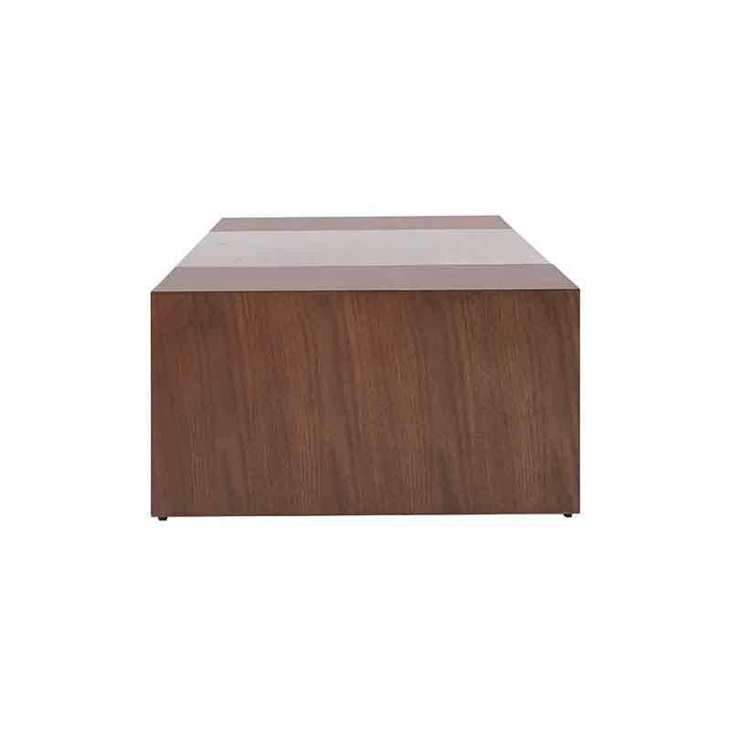 Mesa de centro Berne de deurope.com.mx con estructura de nogal gris y superficie de mármol, 120x80x45 cm.