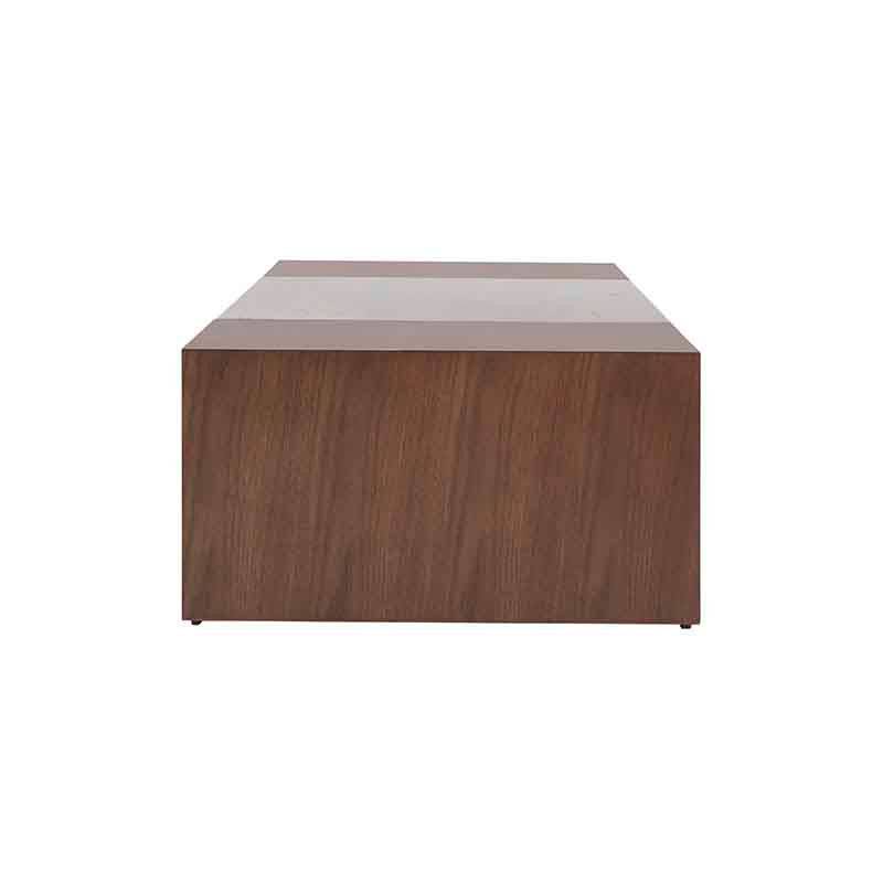 Mesa de centro Berne de Deurope con estructura de nogal gris, tapa de mármol, dimensiones 120x45x80 cm.