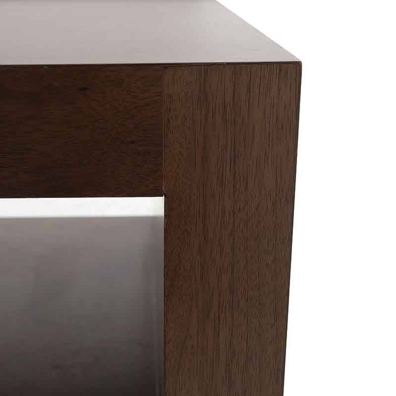 Mesa de centro Berne de Deurope con superficie de mármol y acabado de nogal gris, dimensiones 120x45x80 cm.
