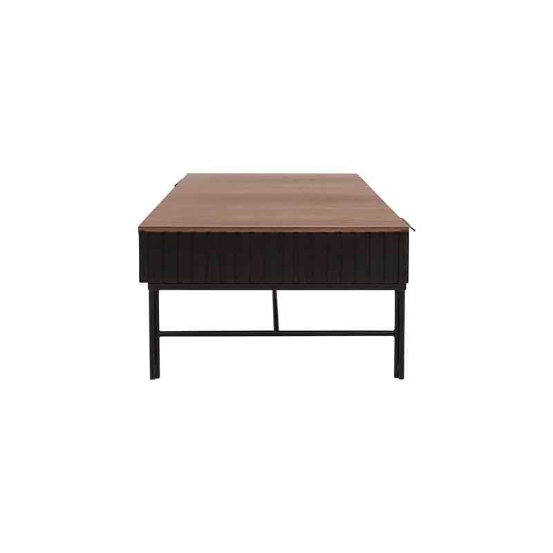 Mesa de centro Jess de madera de pino y chapa de nogal, en color negro, con dimensiones de 120x35x60 cm.