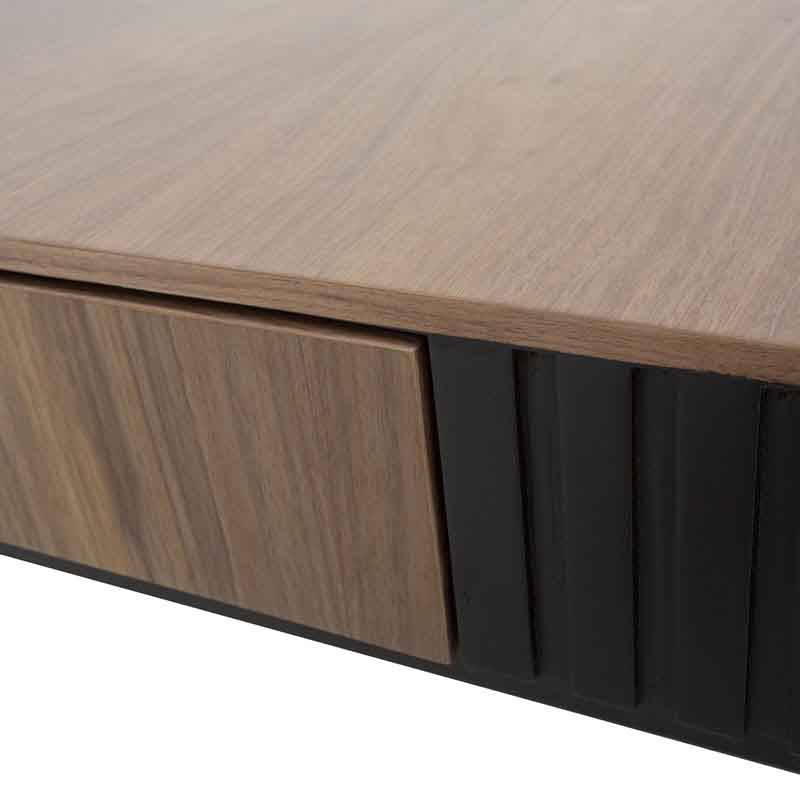 Mesa de centro Jess de madera de pino con chapa de nogal, superficie negra, dimensiones 120x60x35 cm, deurope.com.mx