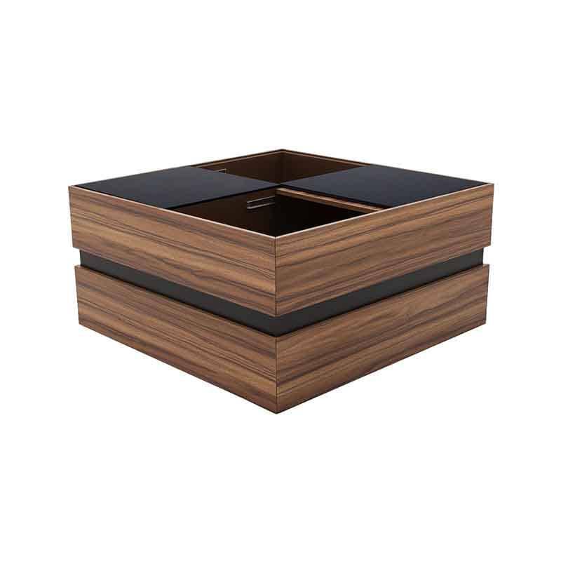 Mesa de centro Zile de madera industrializada con acabado en melamina, tamaño 80x40x80 cm, estilo moderno y funcional.