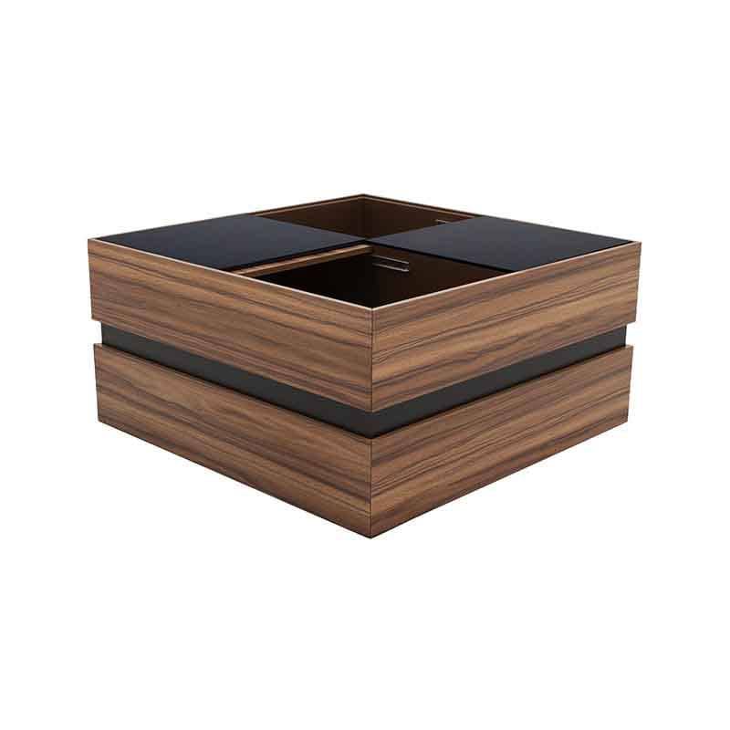 Mesa de centro Zile de madera industrializada en melamina, con superficie de 80x80 cm y altura de 40 cm, en acabado moderno.