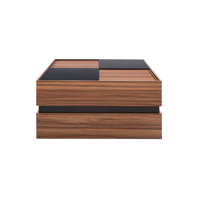 Mesa de centro Zile de madera industrializada con acabado en melamina, frente de 80 cm, altura 40 cm y fondo 80 cm.