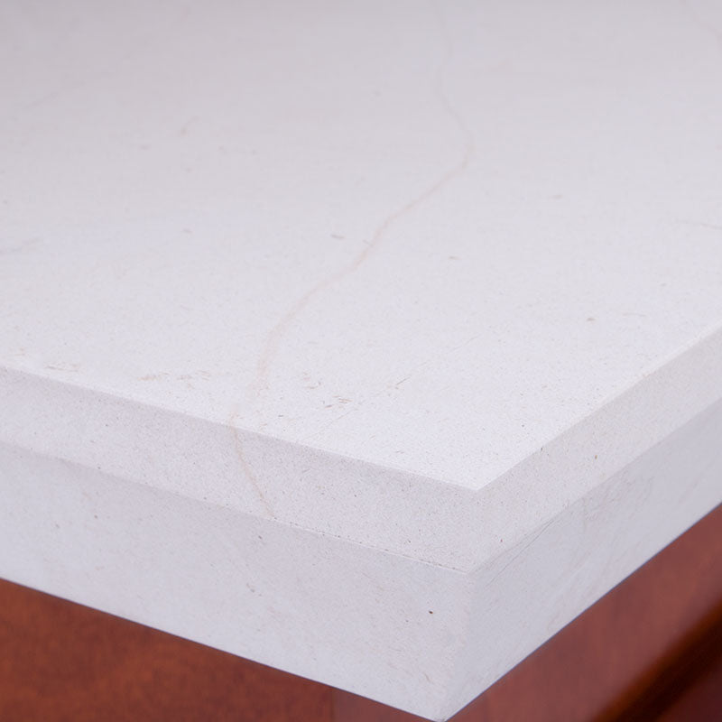 Mesa de centro Mond de Deurope con tapa de mármol y estructura en chapa de caoba, 100x100 cm, estilo elegante y moderno.