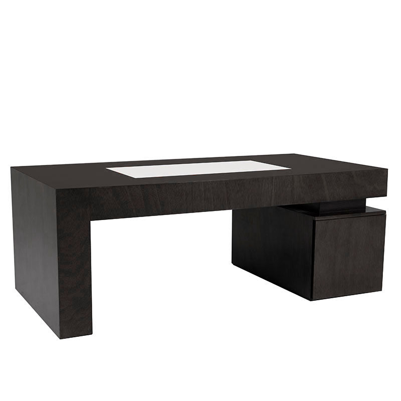 Mesa de centro Tamayo de madera de caoba con placa de mármol, dimensiones 120x60x45 cm, diseño elegante y moderno.