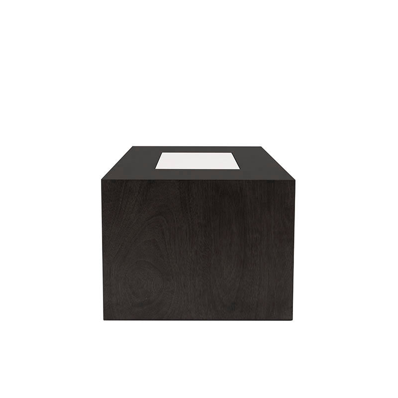 Mesa de centro Tamayo de Deurope con tapa de marmol, estructura en madera de caoba, tamaño 120x45x60 cm, estilo elegante y moderno.