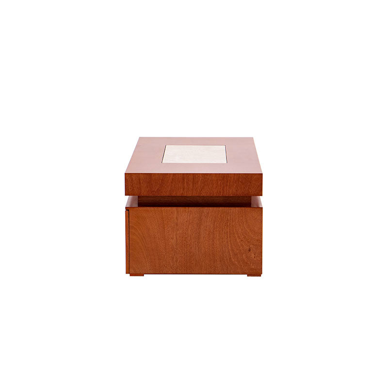 Mesa de centro Tamayo de Deurope con chapa de caoba, placa de mármol, tamaño 120x45x60 cm, diseño elegante y moderno.