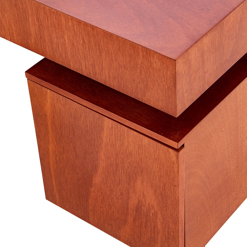 Mesa de centro Tamayo de madera de caoba con superficie de mármol en tono tabaco, dimensiones 120x45x60 cm.