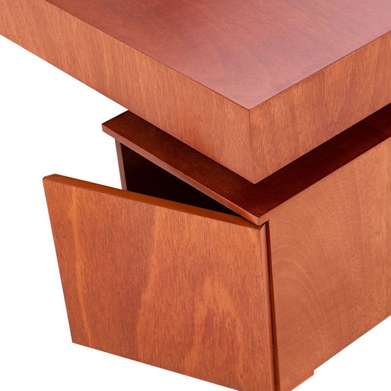 Mesa de centro Tamayo de madera con chapa de caoba y placa de mármol, 120 cm de largo, 45 cm de alto y 60 cm de fondo.