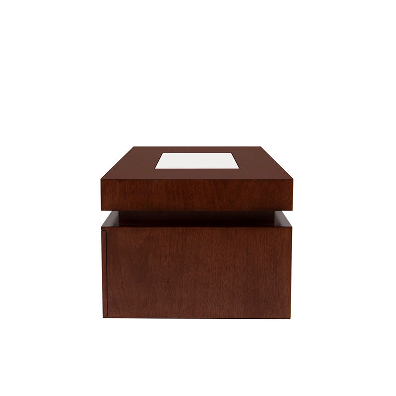 Mesa de centro Tamayo de madera con chapa de caoba y placa de mármol, tamaño 120x45x60 cm, deurope.com.mx