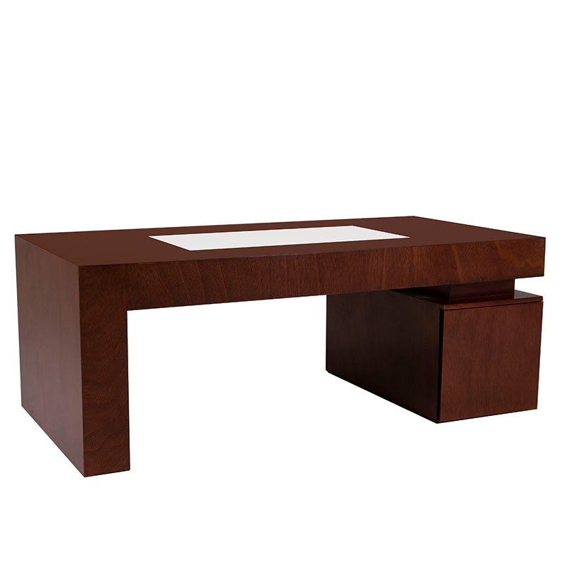 Mesa de centro Tamayo de madera con chapa de caoba y placa de mármol, dimensiones 120x45x60 cm, deurope.com.mx