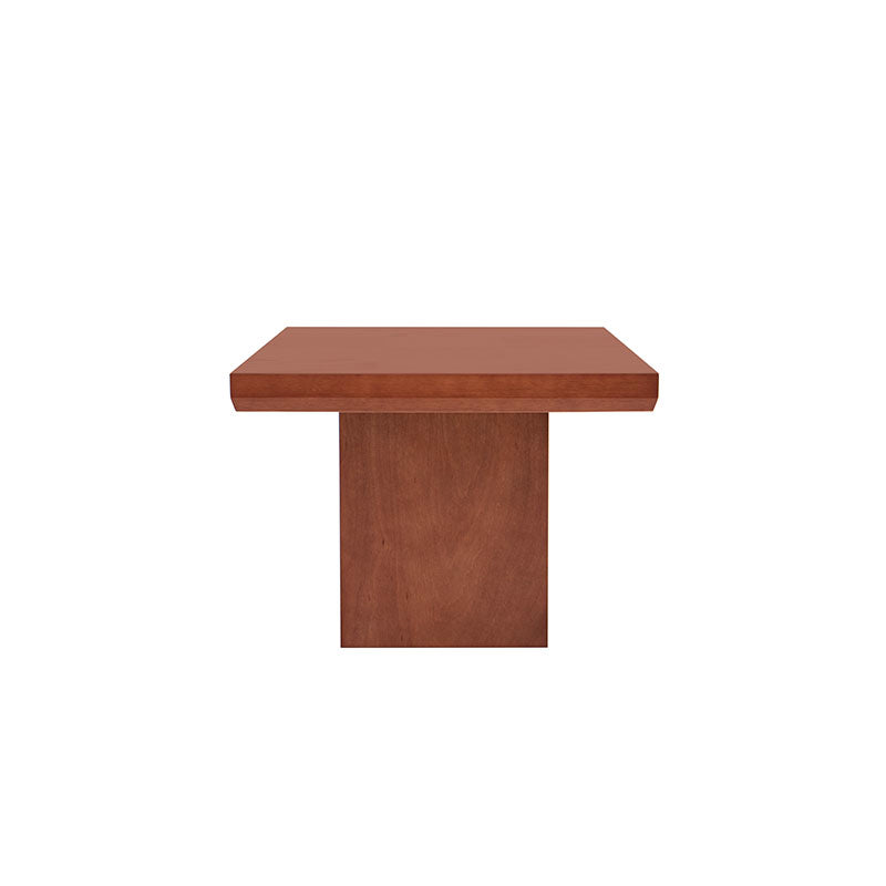 Mesa de comedor Siena de 9 piezas en madera color almendra, vista frontal, dimensiones 150x75x150 cm, deurope.com.mx