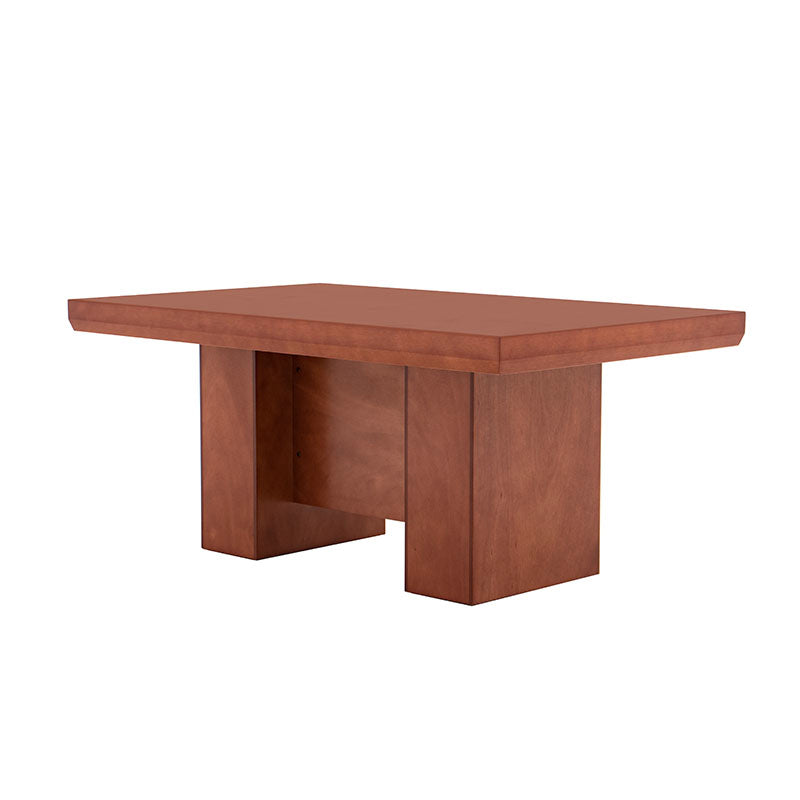 Juego de comedor Siena de madera en color café almendra con mesa de 150 cm de largo y 75 cm de alto, 9 piezas para comedor elegante.